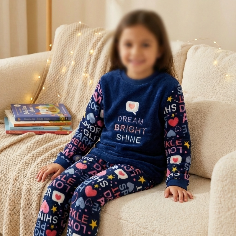 Pyjama Fille Coralina « DREAM BRIGHT SHINE » – Fabriqué en Espagne 🇪🇸