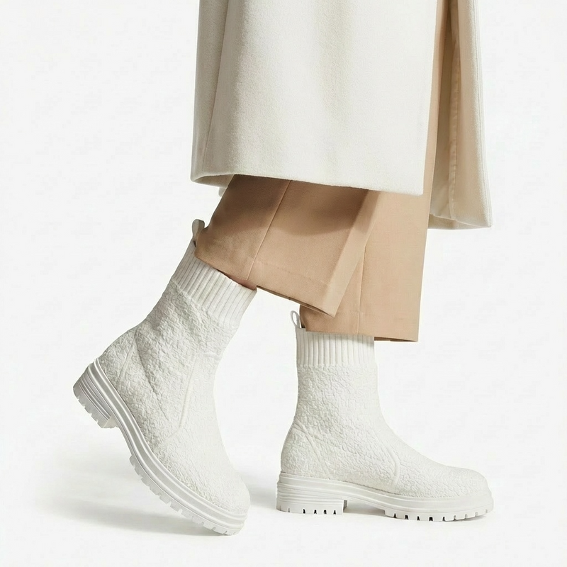 Bottines Femme Blanches Style Chaussette – Importées d’Espagne 🇪🇸