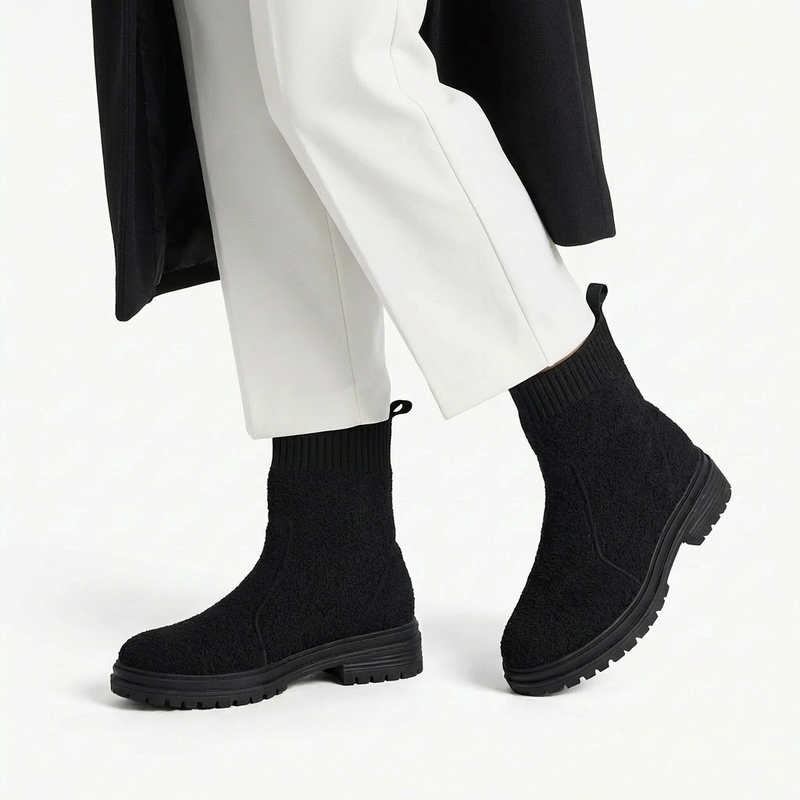 Bottines Femme Noires Style Chaussette – Importées d’Espagne 🇪🇸