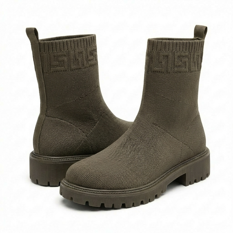 Bottines Femme Kaki en Maille – Importées d’Espagne 🇪🇸