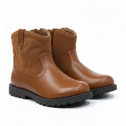 Chaussures bottes pour enfants au Maroc, couleur marron, look western, confort et résistance