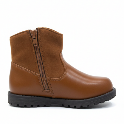 Bottes marron pour enfant Maroc avec zip latéral et semelle robuste, idéale pour l’école et l’hiver