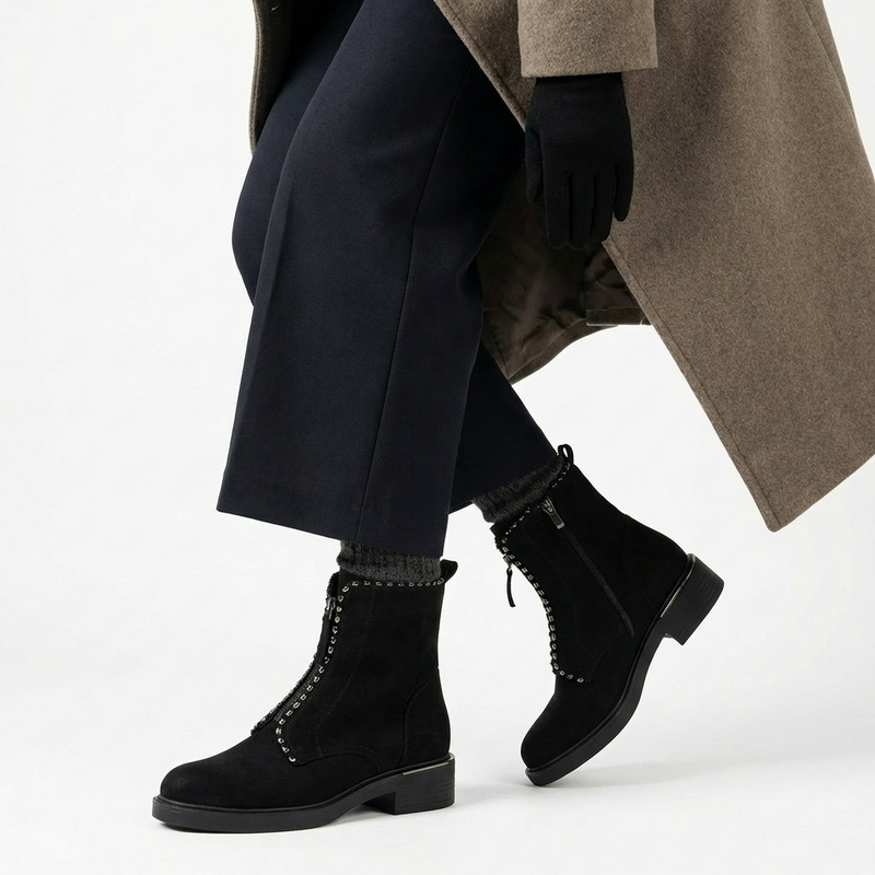 Bottines Femme en Suédine Noir – Importées d’Espagne 🇪🇸