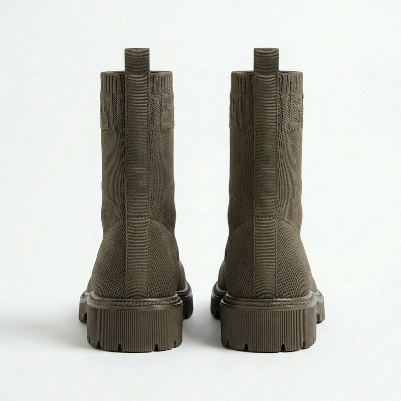 Bottines Femme Kaki en Maille – Importées d’Espagne 🇪🇸