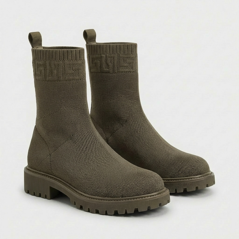 Bottines Femme Kaki en Maille – Importées d’Espagne 🇪🇸