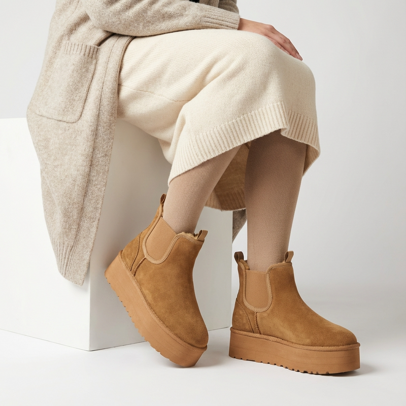 Bottines Camel Fourrées –  Importées d’Espagne 🇪🇸