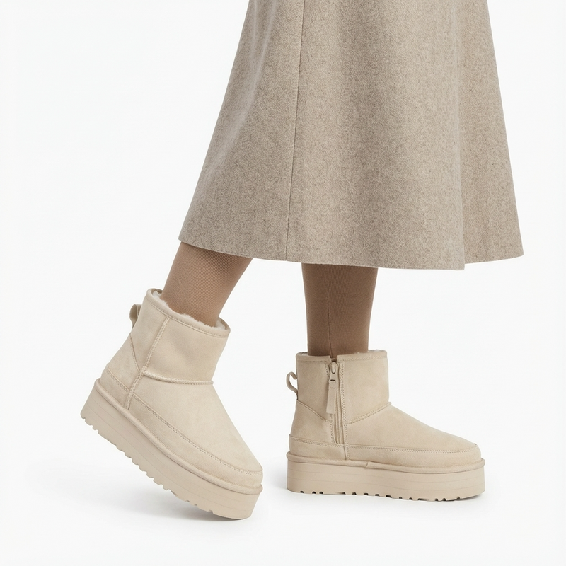 Bottines Fille Crème Fourrées – Importées d’Espagne 🇪🇸