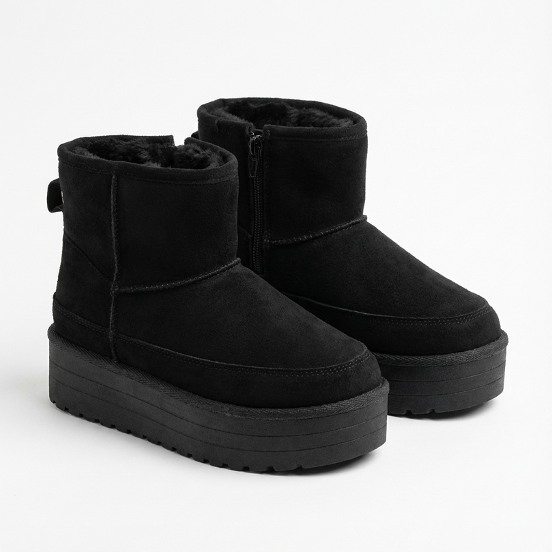 Bottines Fille Noir Fourrées – Importées d’Espagne 🇪🇸