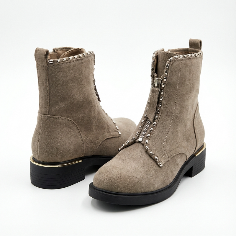 Bottines Femme en Suédine Taupe – Importées d’Espagne 🇪🇸
