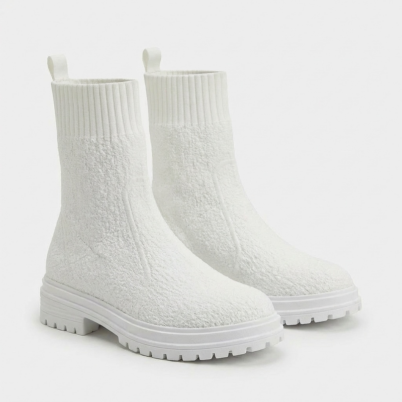 Bottines Femme Blanches Style Chaussette – Importées d’Espagne 🇪🇸