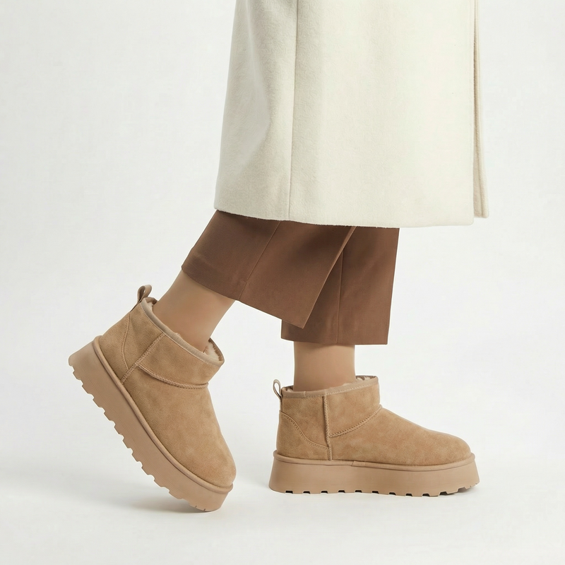 Bottines fourrées beige femme –  Importées d’Espagne 🇪🇸