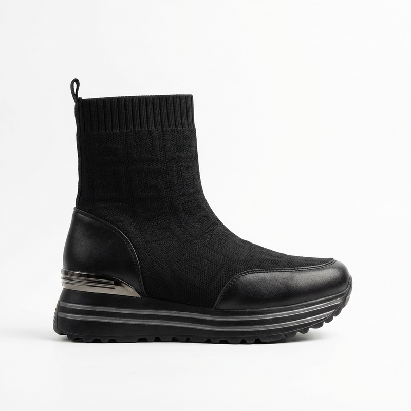 Bottines Femme Noires en Maille Stretch – Importées d’Espagne 🇪🇸