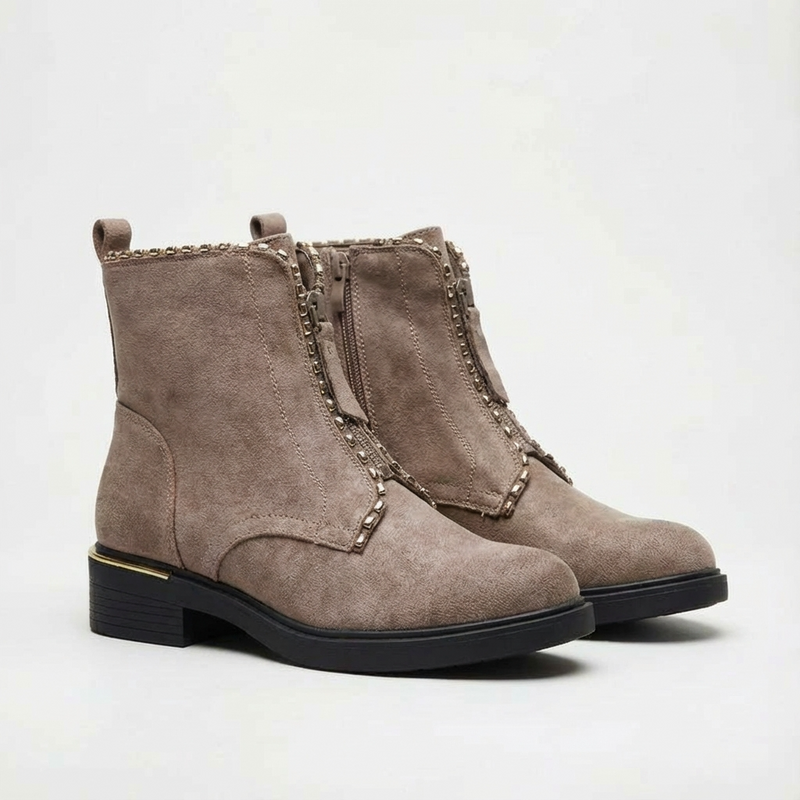 Bottines Femme en Suédine Taupe – Importées d’Espagne 🇪🇸