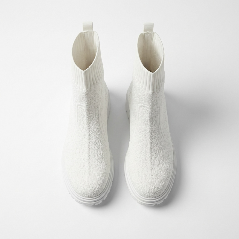 Bottines Femme Blanches Style Chaussette – Importées d’Espagne 🇪🇸