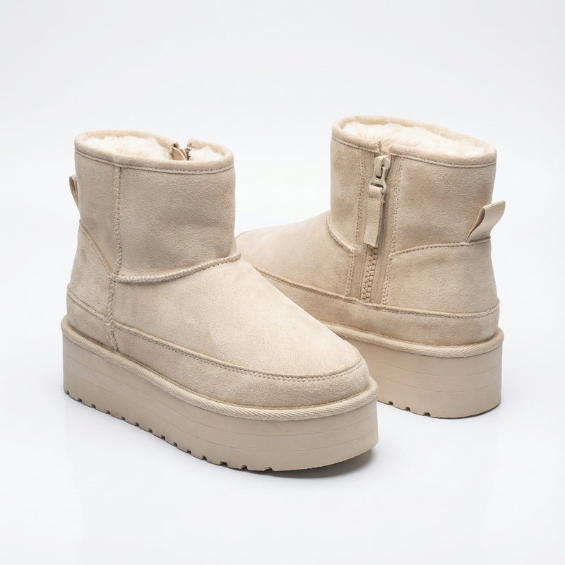 Bottines Fille Crème Fourrées – Importées d’Espagne 🇪🇸