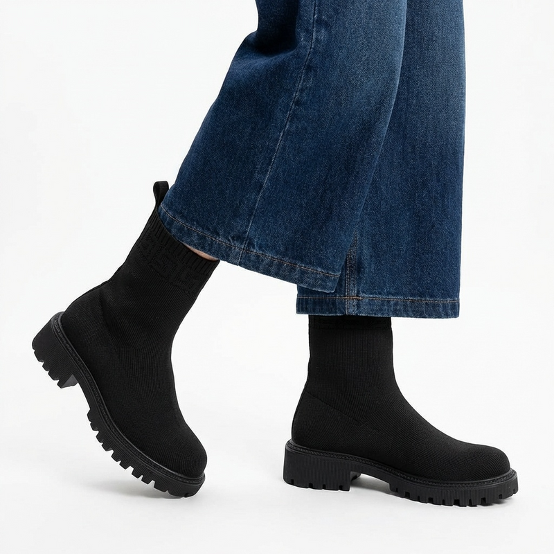 Bottines Femme Noires en Maille – Importées d’Espagne 🇪🇸