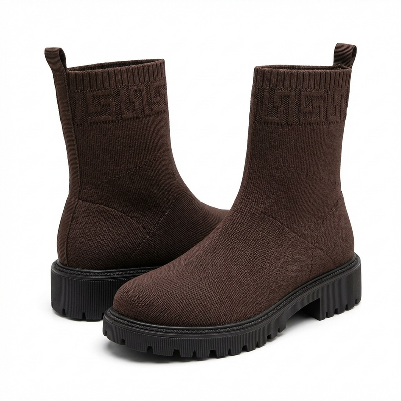 Bottines Femme Marron en Maille – Importées d’Espagne 🇪🇸