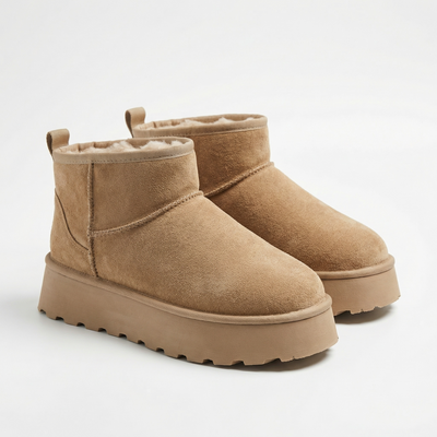 Bottines fourrées beige femme –  Importées d’Espagne 🇪🇸